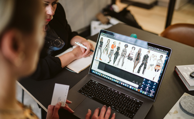 Fashion Illustrations on a computer screen